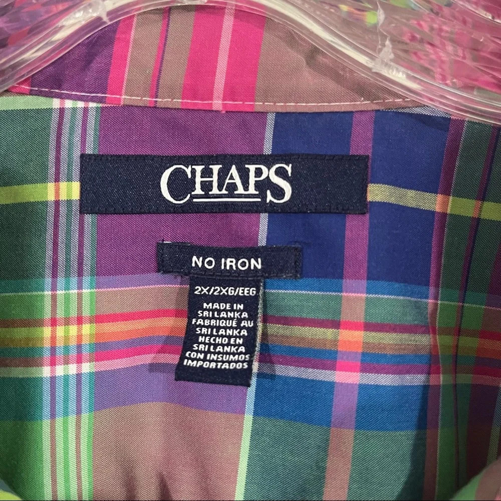Chaps size 2X plaid button down shirt - Picture 4 of 13